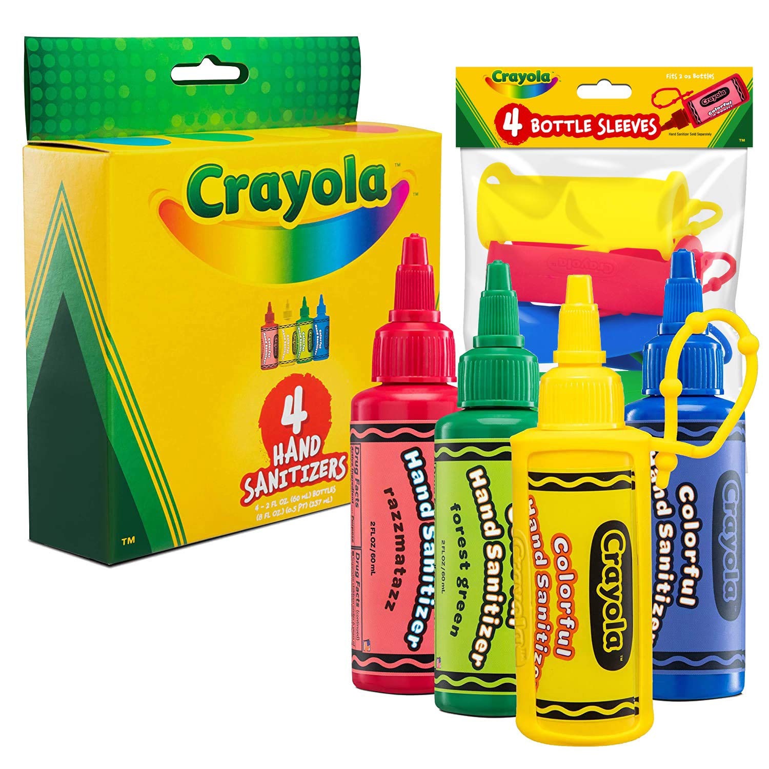 Crayola Kids Hand Sanitizer Gel, (4-Pack) 2 oz ea., 4 Colorful Holders Included.