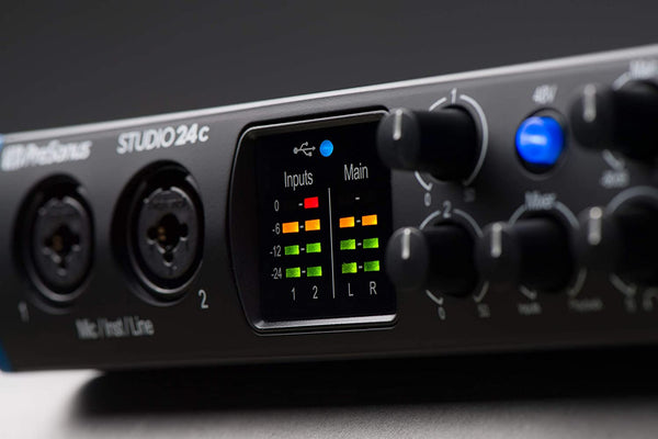 PreSonus Studio 24c 2x2, 192 kHz, USB-C Audio Interface, 2 Mic Pres-2 Line Outs