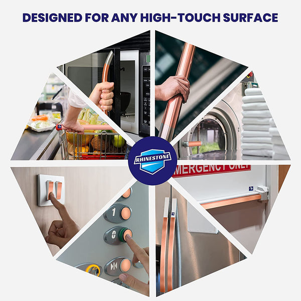 Rhinestone Copper Antimicrobial Adhesive Metal Foil Sheets 5-Pack 8'' x 10'' inch for Pull and Push Door Handle and Plate, Panic Bar