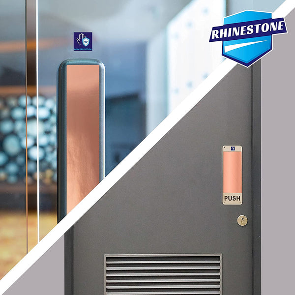 Rhinestone Copper Antimicrobial Adhesive Metal Foil Sheets 5-Pack 8'' x 10'' inch for Pull and Push Door Handle and Plate, Panic Bar