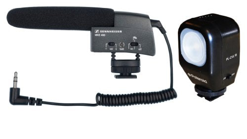 Sennheiser MKE 400 Shotgun Microphone with Polaroid Studio Series Camcorder Video Light Includes Mounting Bracket