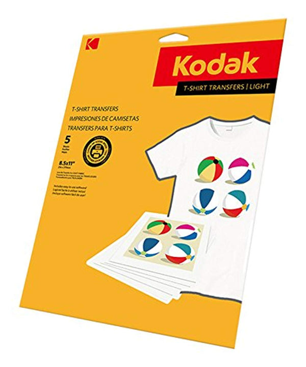 KODAK T-Shirt Transfers for Dark Fabrics - 8-1/2 x 11", 5 Sheets Per Pack