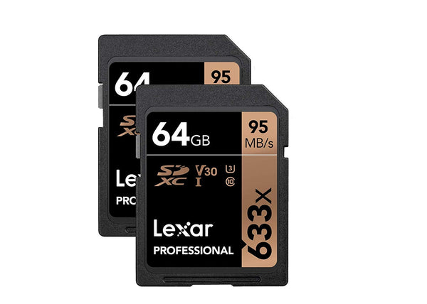 Lexar Professional 633X 64GB (2-Pack) SDXC UHS-I-U3 Cards (LSD64GCB1NL6332)