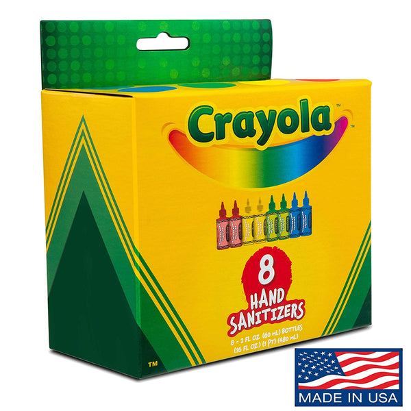 Crayola Kids Hand Sanitizer Gel, (8-Pack) 2 oz ea., 8 Colorful Holders Included.