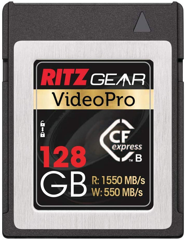 Ritz Gear Video Pro CFExpress Card 128GB Type B (1550/550 R/W) Pairs with Compatible Panasonic, Canon & Sony DSLR/Mirrorless Cameras