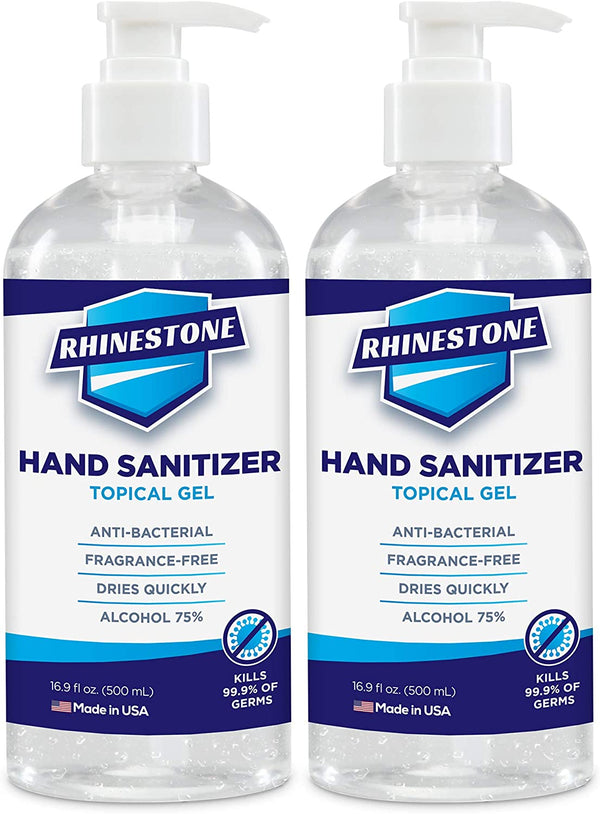 RHINESTONE Gel Hand Sanitizer, 2-Pack of 16.9 Fl Oz / 500ml Bottles with Pumps
