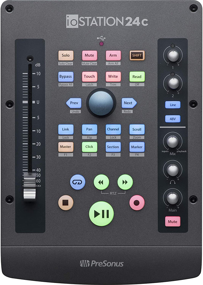 PreSonus ioStation 24c 2x2 USB-C Audio Interface & Controller, 2 Mic Pres-2 Line Outs-with Fader