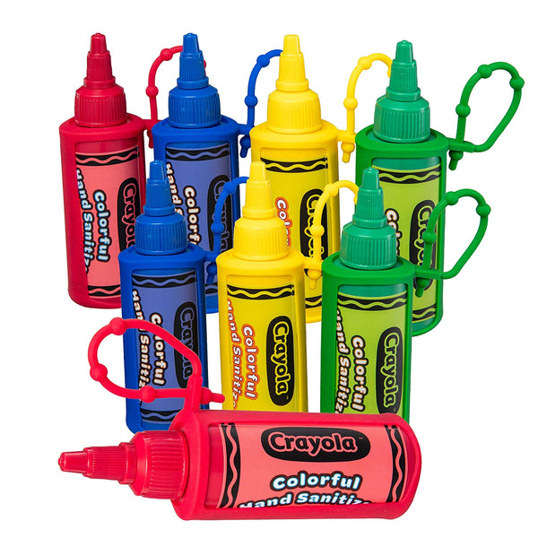 Crayola Kids Hand Sanitizer Gel, (8-Pack) 2 oz ea., 8 Colorful Holders Included.