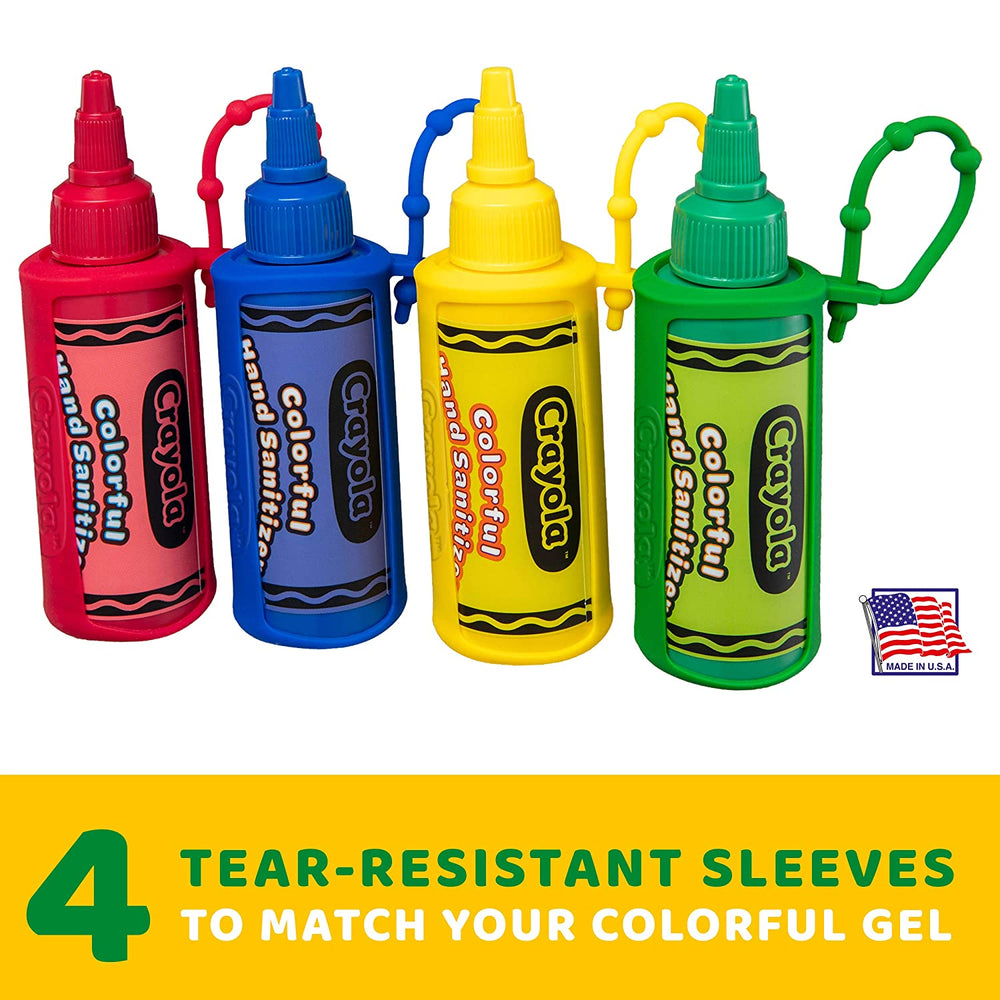 Crayola Kids Hand Sanitizer Gel, (8-Pack) 2 oz ea., 4 Colorful Holders Included.