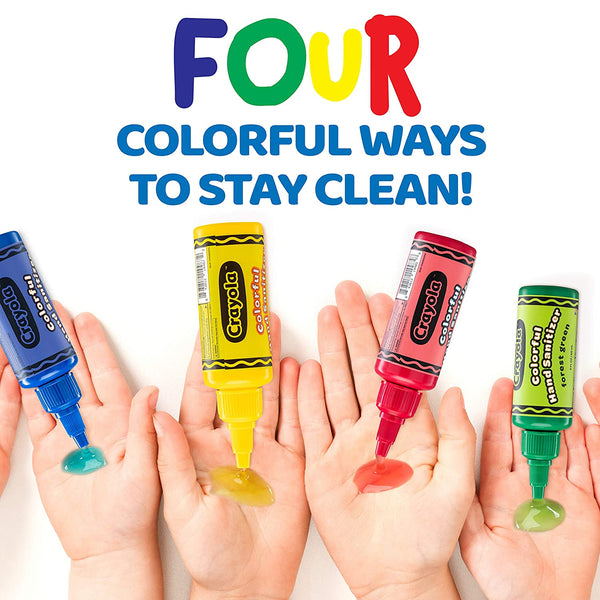 Crayola Kids Hand Sanitizer Gel, (4-Pack) 2 oz ea., 4 Colorful Holders Included.