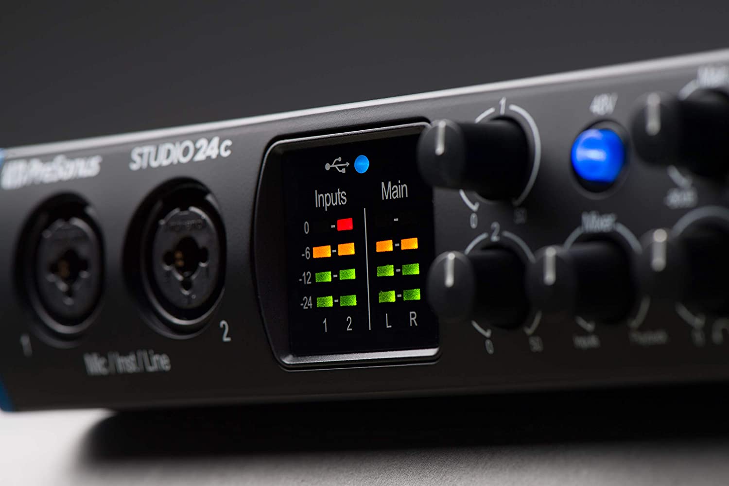 PreSonus Studio 24c 2x2, 192 kHz, USB-C Audio Interface, 2 Mic Pres-2 Line  Outs