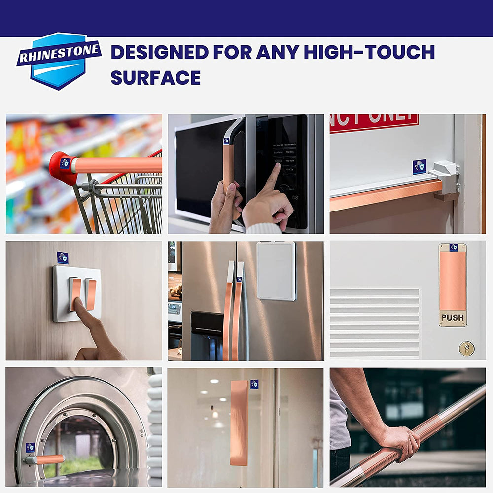 Rhinestone Copper Antimicrobial Adhesive Metal Foil Sheets 5-Pack 8'' x 10'' inch for Pull and Push Door Handle and Plate, Panic Bar