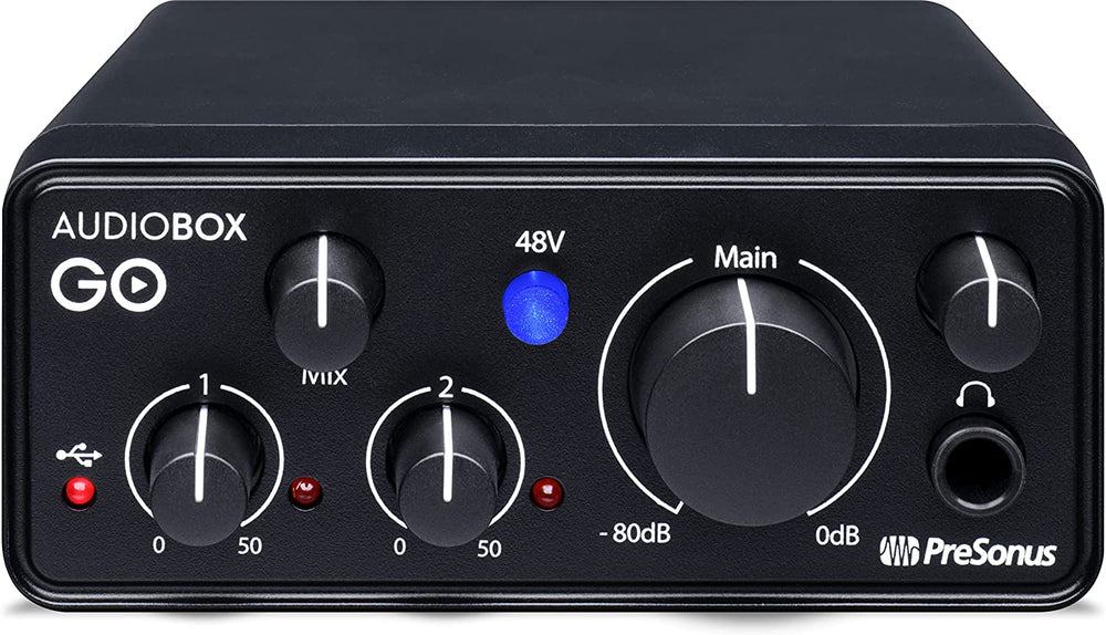 PreSonus AudioBox GO | USB-C Audio Interface for music production with Studio One DAW Recording Software, Music Tutorials, Sound Samples and Virtual Instruments