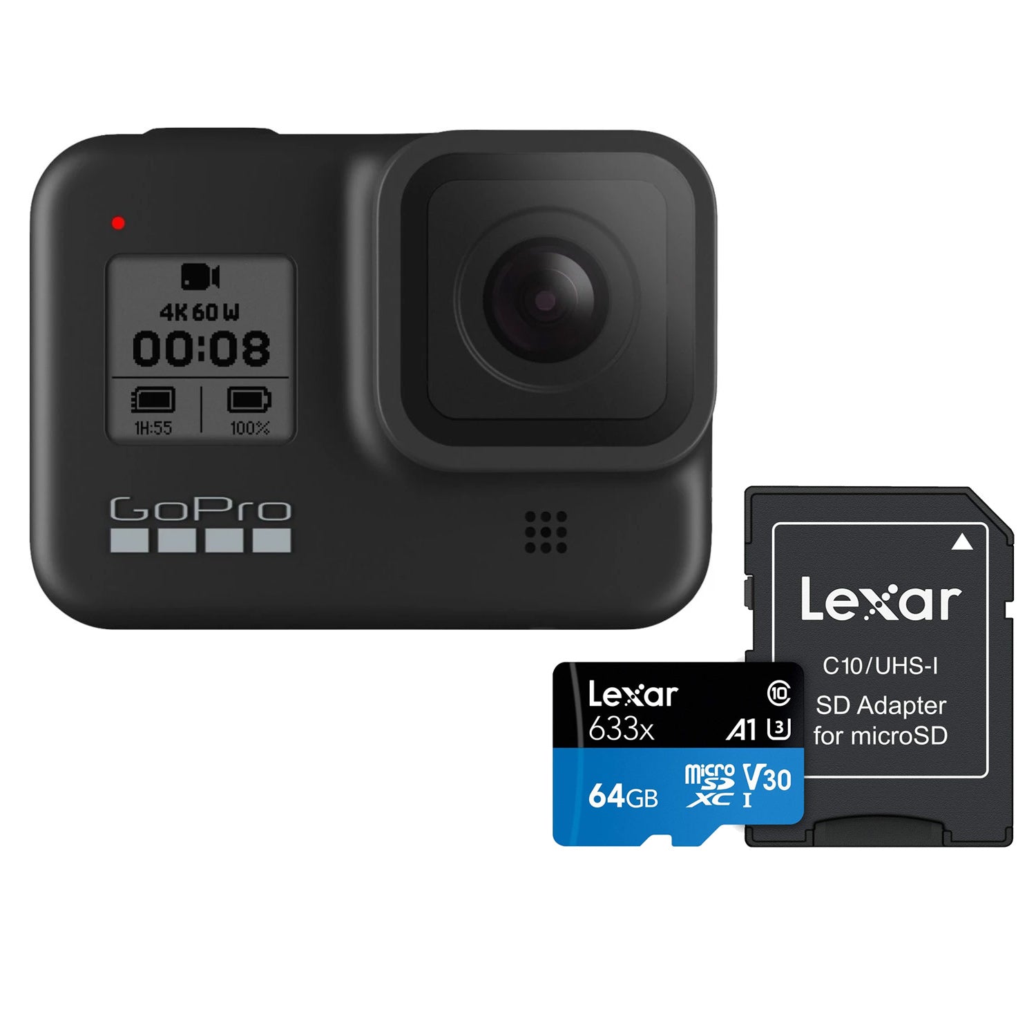 GoPro HERO 8 Black 4K Waterproof Action Camera with Lexar 633x