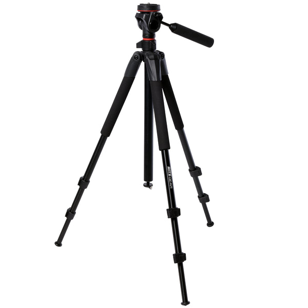 Ritz Gear 60" Tall Deluxe Tripod with Pan Head and 3 Leg Sections with Flip Locks