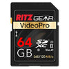 Ritz Gear Extreme Performance Video Pro 64GB 4K 8K Ultra HD SDXC U3 V60 A1 Memory Card (Read 265mb/s, 120mb/s Write)
